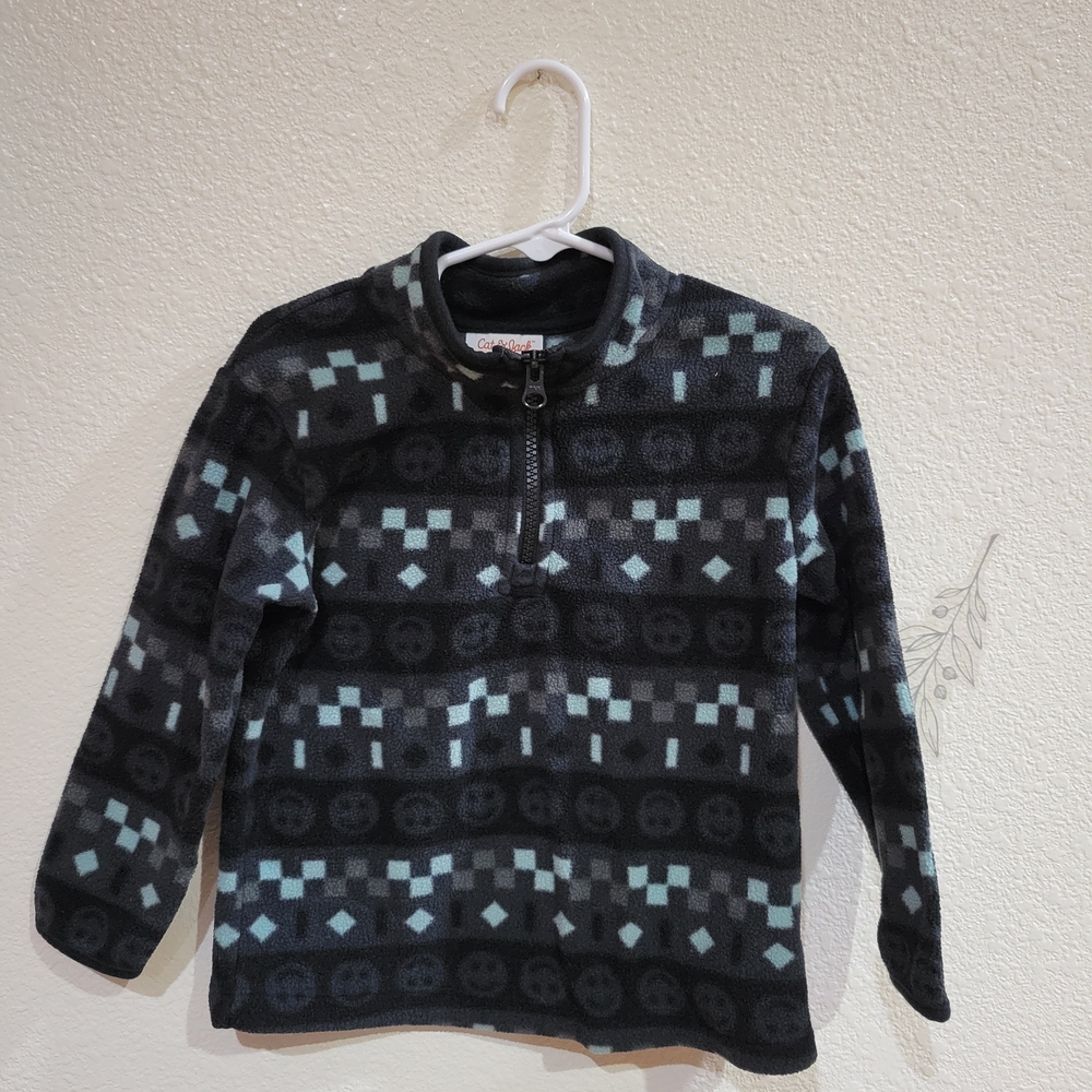 Cat & Jack Black and Blue Fleece Quarter Zip Jacket Toddler Boy Size 3T